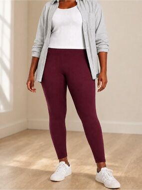 OLD NAVY NWT High Rise Jersey Leggings XXL Plus Size Burgundy Red Raisin 20 22